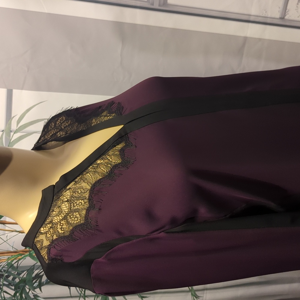 Gorgeous NWT- Elie Tahari Silk Blouse Purple & Black